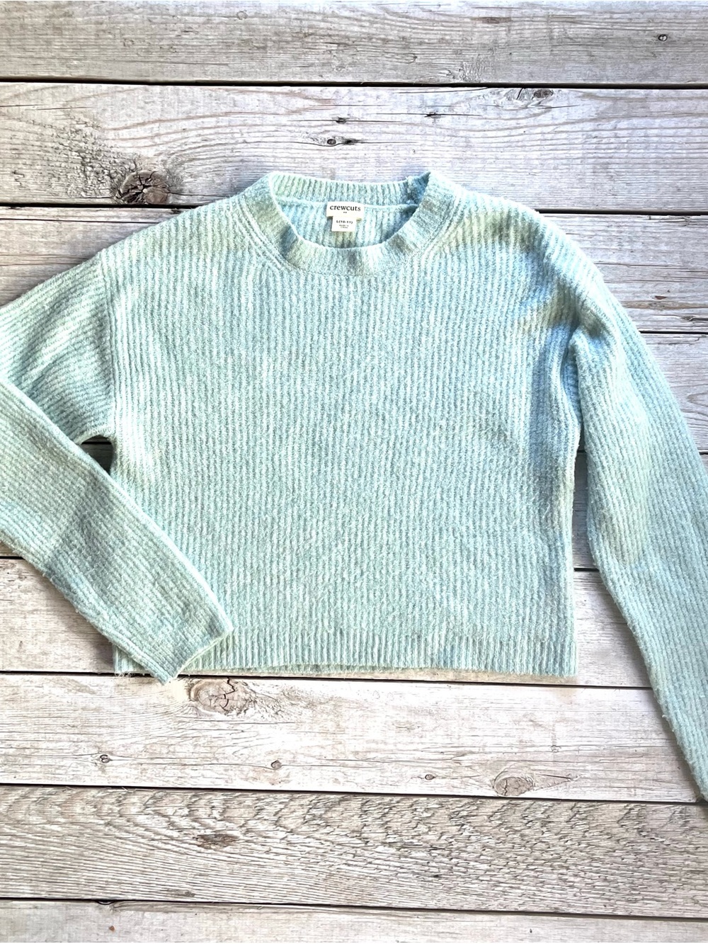 Crewcuts Mint Ribbed Crewneck Sweater